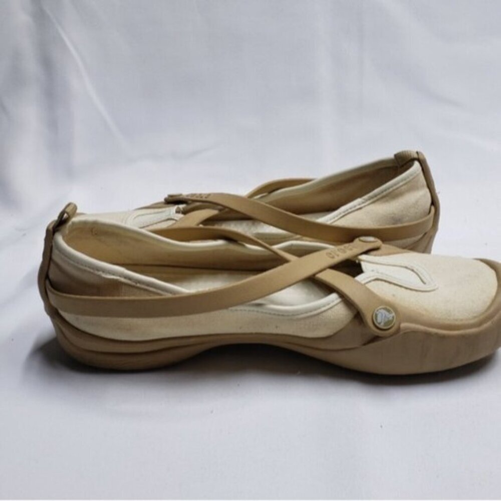 Crocs Slip On Celeste Tan Cream Canvas Size 10 Women's - Picture 8 of 13